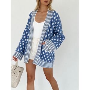 Commense Button Front Pearl Trim Cardigan S NWT